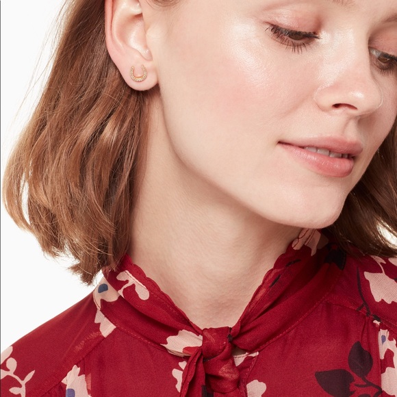 Kate Spade ♠️ NWT Gold Horseshoe Stud Earrings - Picture 5 of 7